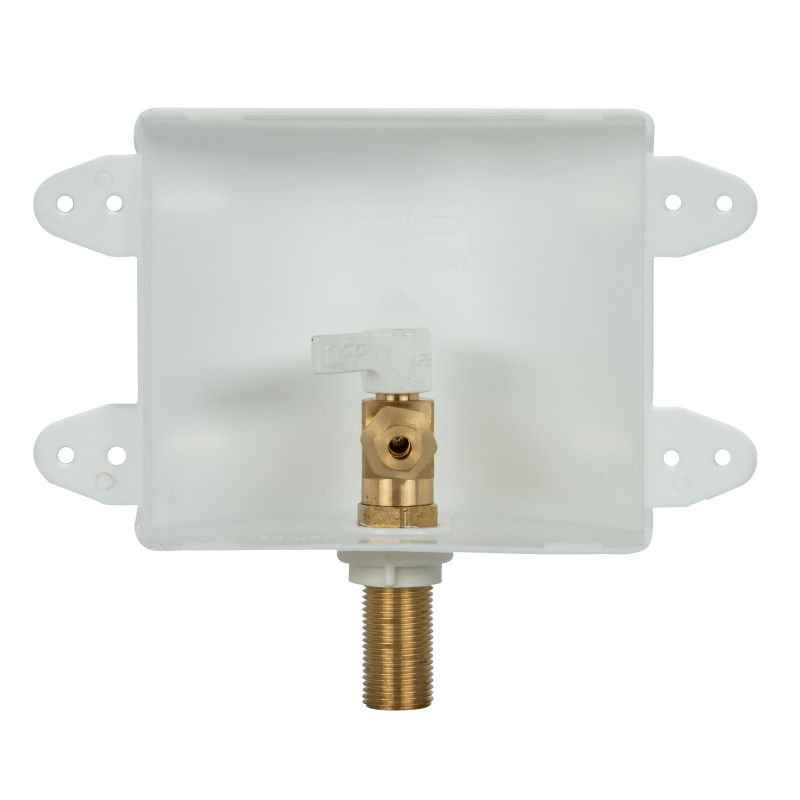 White 1/2 Wirsbo Connection IPS Corporation Brass Quarter-turn Valve Installed Water-Tite 88486 Round Lead-free Ice Maker Outlet Box with Hose 1/2 Wirsbo Connection 