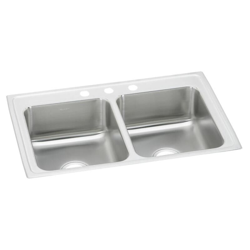 Elkay PSRSQ33223 Pacemaker 20 Gauge Stainless Steel Single Bowl Top Mount Quick-Clip Kitchen Sink 33 x 22 x 7.25