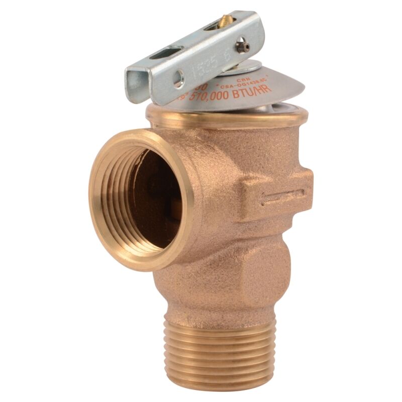CAMPBELL RV3NLF Relief Valve,3/4 x 1/2 In,75 psi,Brass 