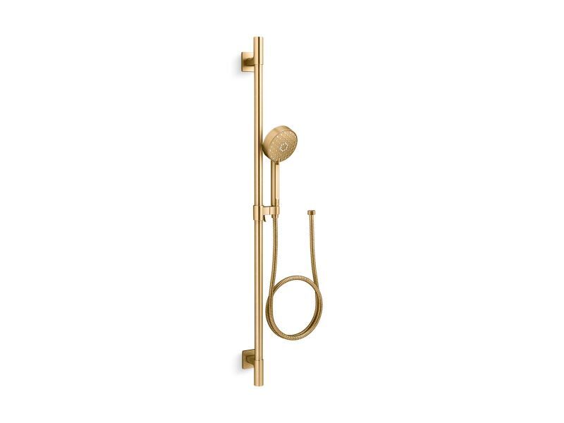 KOHLER Awaken G110 1.75 GPM Premium Slide Bar Kit in Vibrant Brushed Moderne Brass